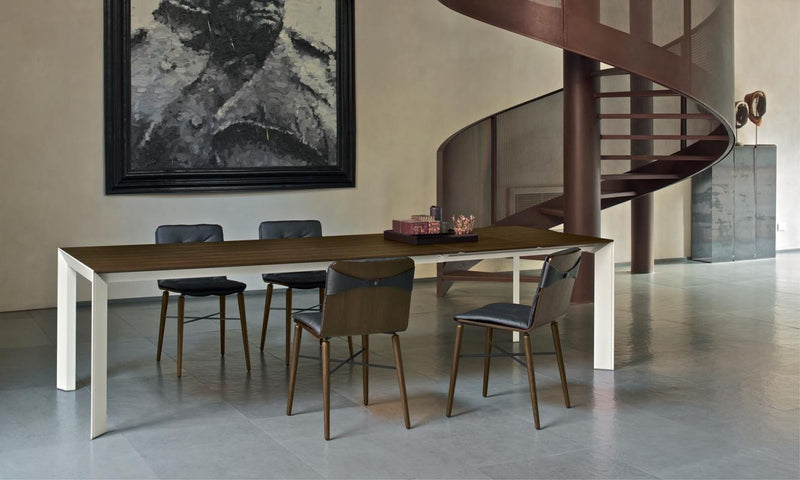 tavolo piano in legno base M306 bianco piano L002 legno impiallacciato rovere spessart