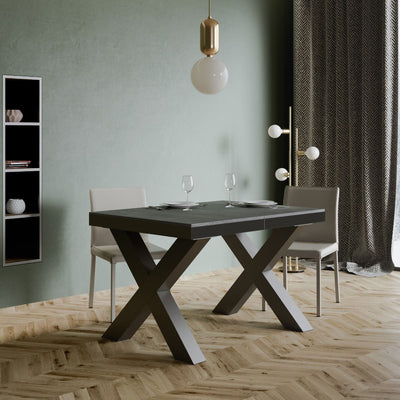 tavolo allungabile gambe in metallo piano in legno cemento