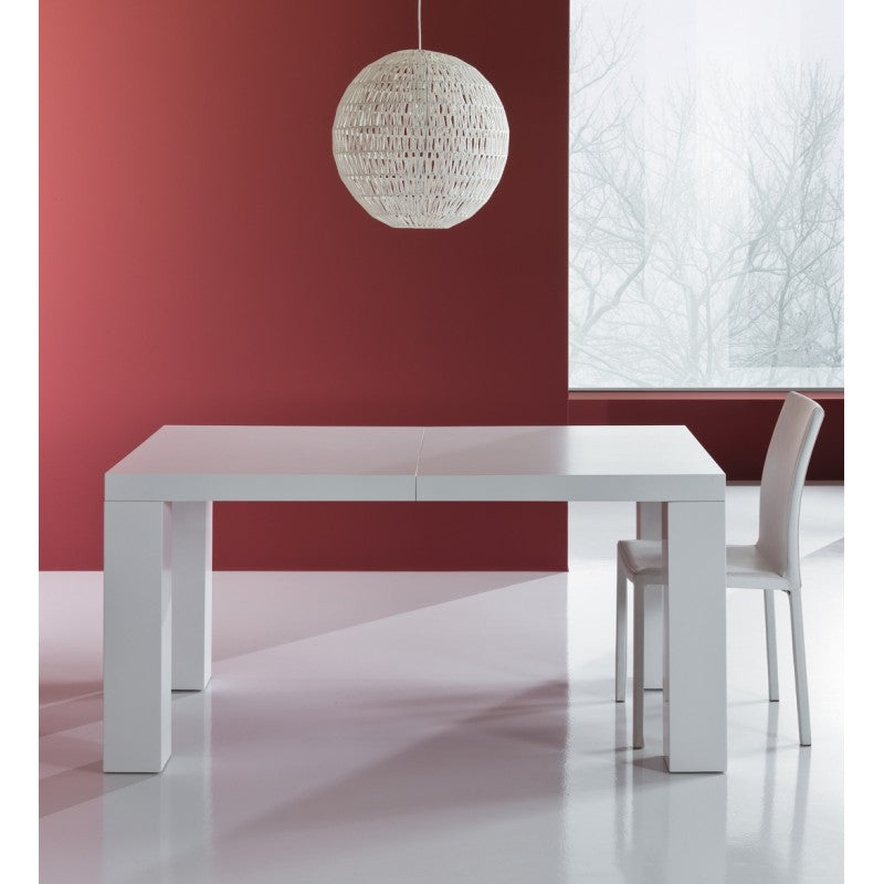 Tavolo bianco allungabile per sala da pranzo con 2 allunghe cm 160/250