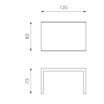 Tavolo da pranzo piano in vetro struttura in metallo bianco cm 83x120/350x75h