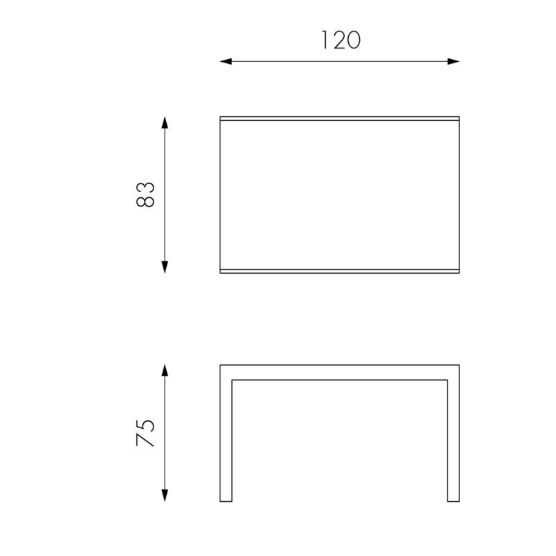 Tavolo da pranzo piano in vetro struttura in metallo bianco cm 83x120/350x75h