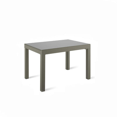 Tavolo allungabile moderno con piano in vetro colore grigio cm 83x120/350x75h