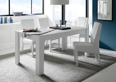 Bennardo fisso - Tavolo moderno da pranzo in legno bianco opaco cm 180x90x79