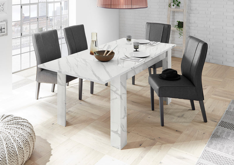 tavolo allungabile moderno in legno marmo bianco
