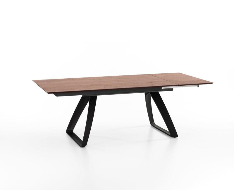 Tavolo da pranzo allungabile moderno gambe in metallo piano in legno cm 170/270x90x76h