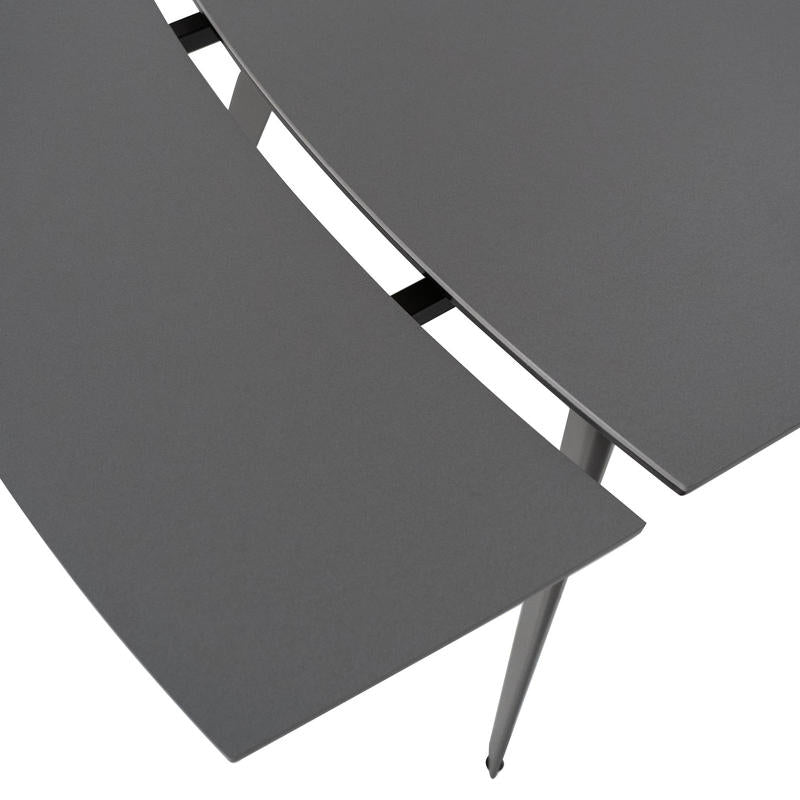 tavolo moderno allungabile piano in ceramica e vetro grigio gambe in metallo
