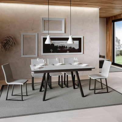 tavolo da pranzo moderno allungabile piano bianco frassino