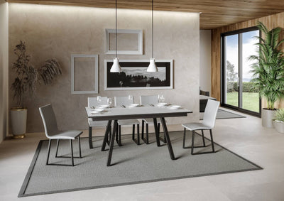 tavolo moderno da pranzo gambe in metallo piano in legno bianco frassino
