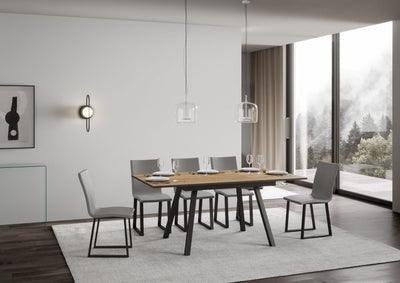 tavolo moderno da pranzo gambe in metallo piano in legno quercia