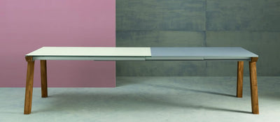 tavolo Genius struttura frassino tinto rovere slavonia 002 piano vetro ceramicato oxide bianco 164