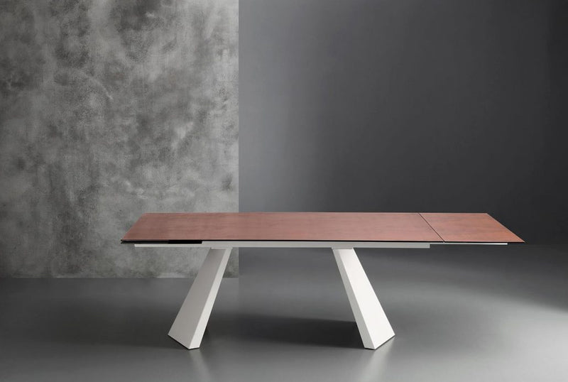 pechino struttura metallo bianco opaco RAL 9003-011 piano vetro ceramicato oxide corten