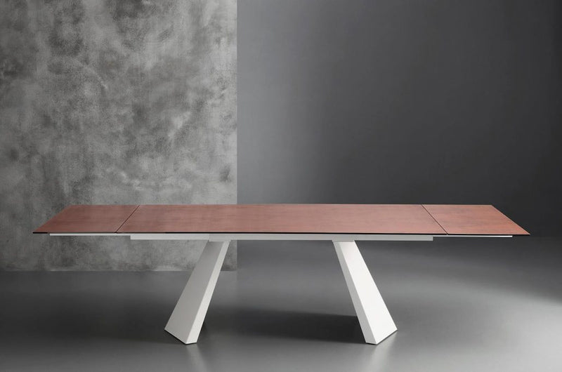pechino struttura metallo bianco opaco RAL 9003-011 piano vetro ceramicato oxide corten