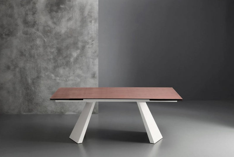 pechino struttura metallo bianco opaco RAL 9003-011 piano vetro ceramicato oxide corten