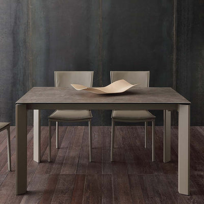 Ceramique - Tavolo da pranzo allungabile piano in vetro e ceramica cm 120/180x80x76h - vari colori