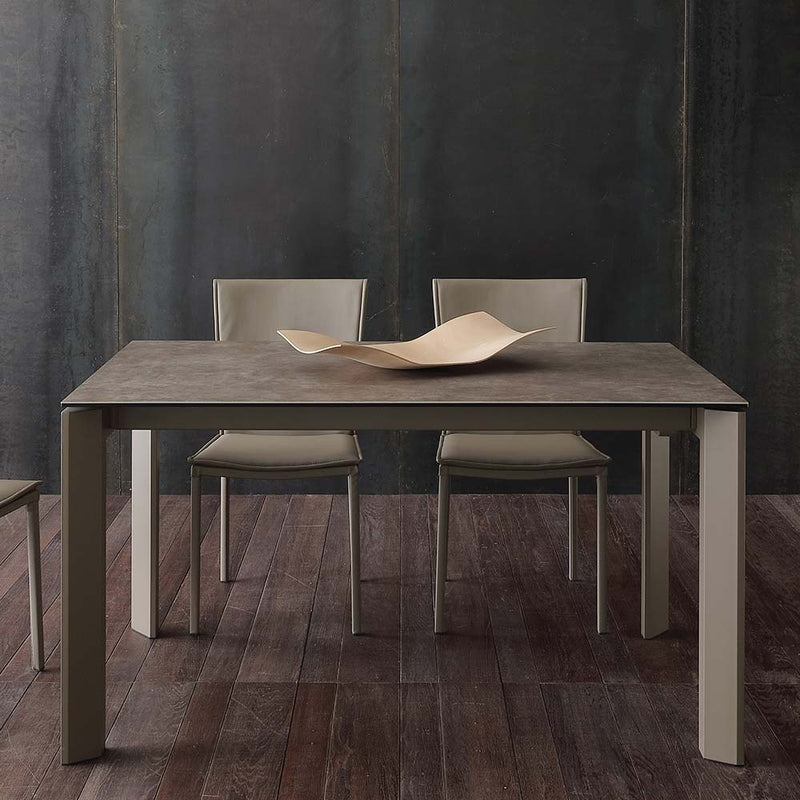 Ceramique - Tavolo da pranzo allungabile piano in vetro e ceramica cm 120/180x80x76h - vari colori