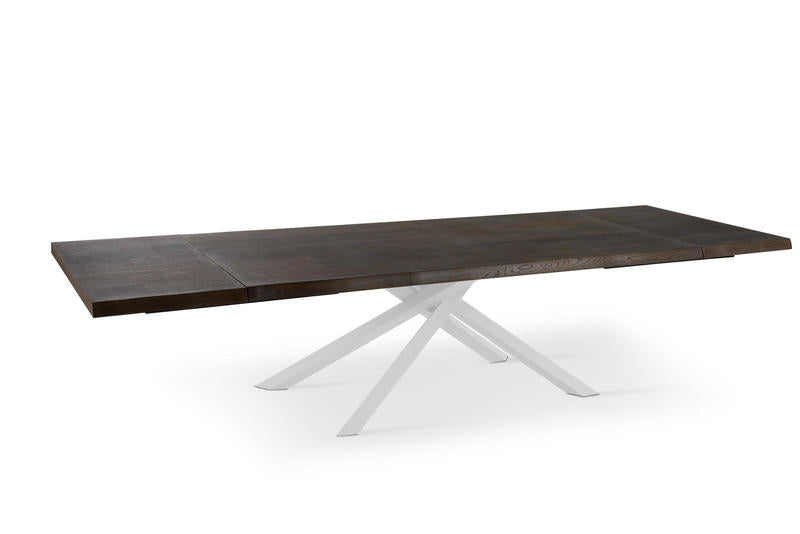 Tavolo da pranzo allungabile in legno gambe incrociate in metallo cm 160/240x90x76h - vari colori