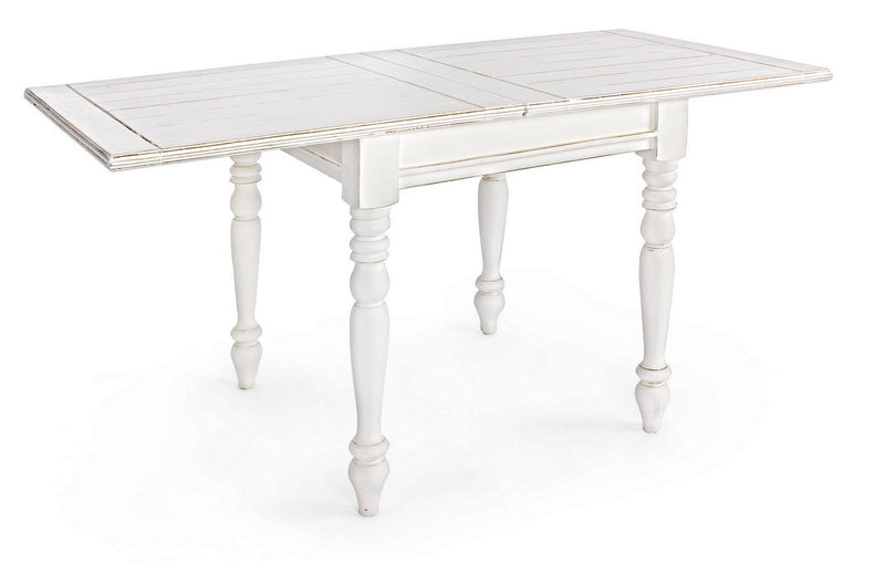 Tavolo quadrato allungabile classico in legno di mango cm 80/160x80x76h