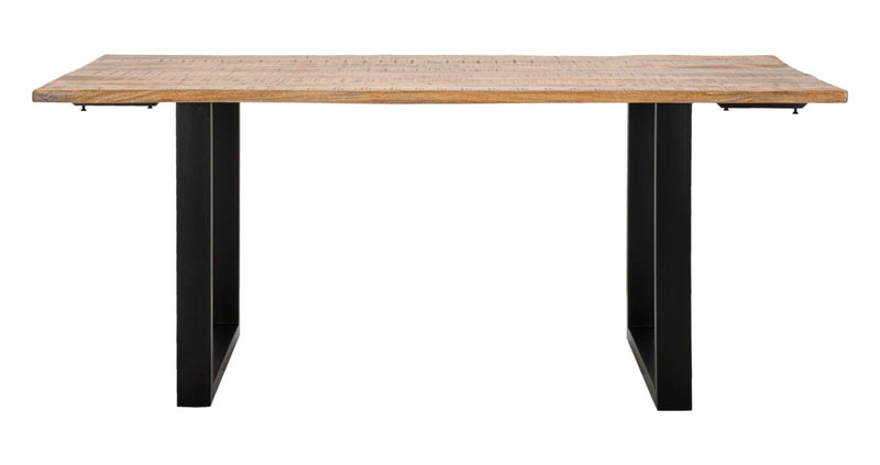 Tavolo allungabile in legno di acacia sagomato gambe in metallo stile industriale cm 180/280x90x77h
