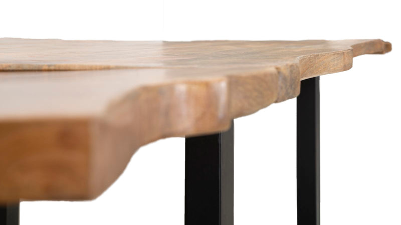 Tavolo allungabile in legno di acacia sagomato gambe in metallo stile industriale cm 180/280x90x77h