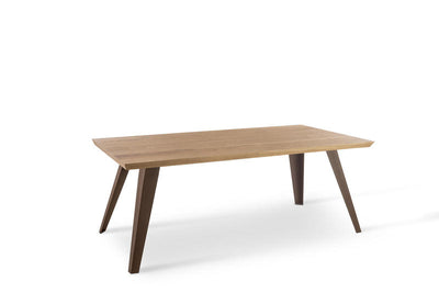 tavolo moderno allungabile gambe colore ruggine piano in legno rovere naturale