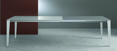 tavolo da pranzo struttura bianco opaco RAL 9003 piano extrachiaro serigrafato bianco 011