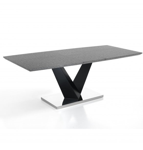 Tavolo allungabile moderno base nero opaco piano colore cemento cm 160/200x90x75h