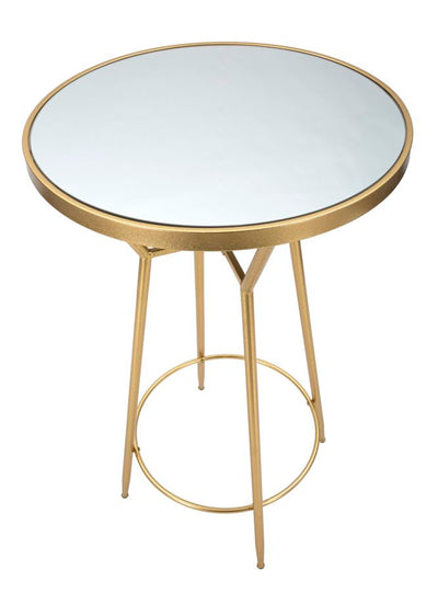 Tavolo alto da bar moderno in metallo dorato piano con specchio cm Ø 60x105h