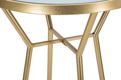 Tavolo alto da bar moderno in metallo dorato piano con specchio cm Ø 60x105h