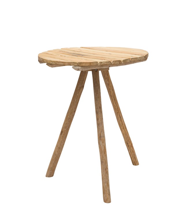 Tavolino alto per bar salotto in legno naturale cm 90x90x110h