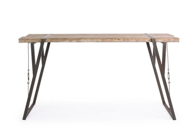 Tavolo alto da bar stile industriale in legno e acciaio colore nero cm 200x54x110h