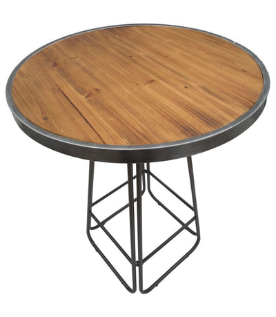 Tavolo tondo alto da bar industrial base in metallo piano in legno cm Ø 80x106h