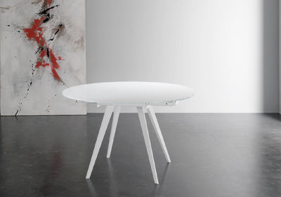tavolo Argo struttura metallo bianco opaco RAL 9003 piano vetro extrawhite serigrafato bianco 011
