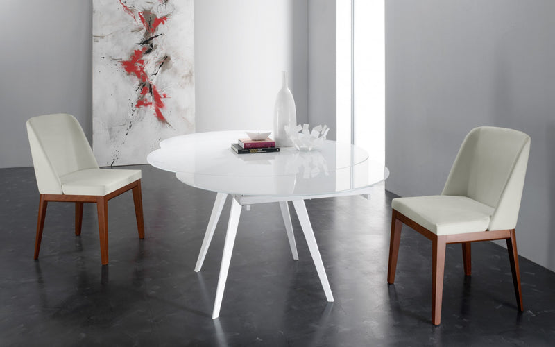tavolo Argo struttura metallo bianco opaco RAL 9003 piano vetro extrawhite serigrafato bianco 011