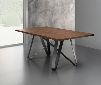 tavolo base-metallo-grigio-ardesia-RAL-7015-piano-laminato-noce-canaletto