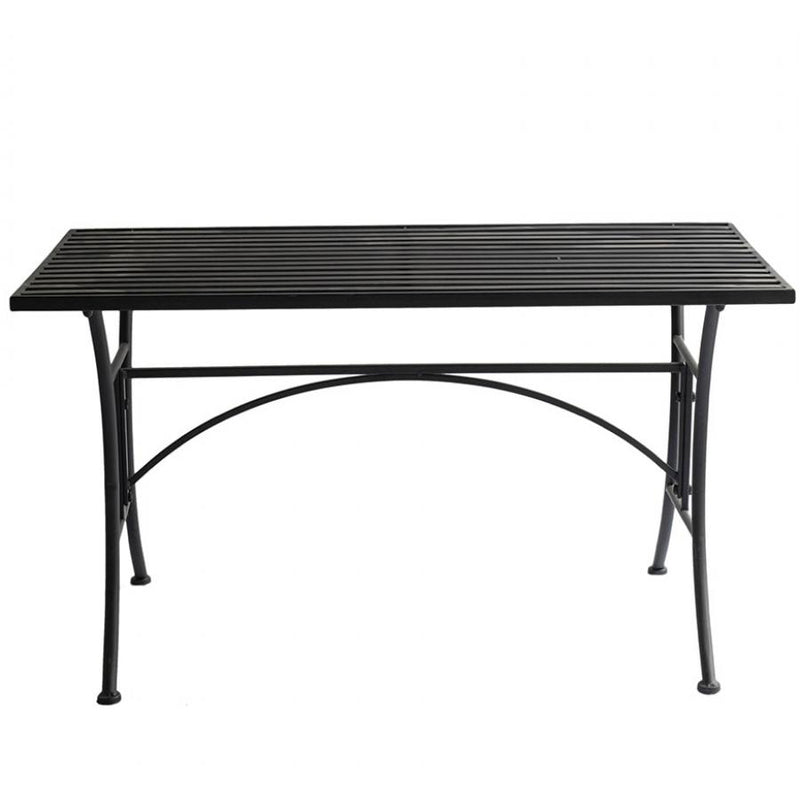 Tavolino da giardino basso rettangolare in ferro colore nero cm 100x50x55h