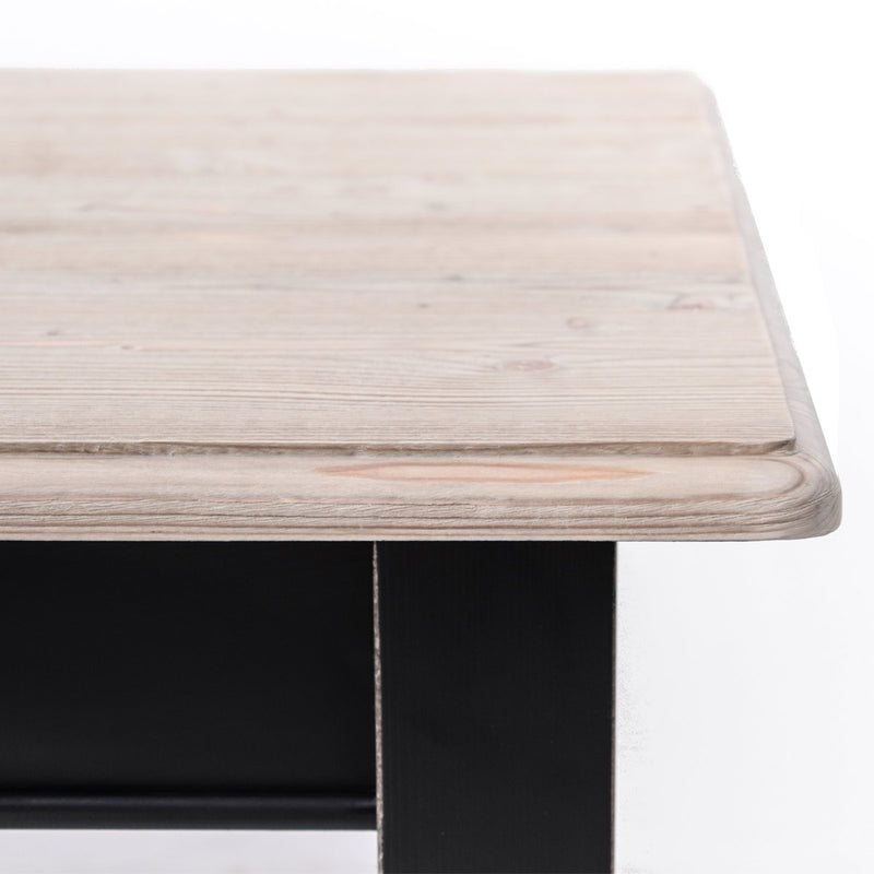 Tavolo fisso da pranzo design classico in legno massello nero e naturale cm 180x90x78h