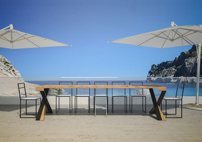 Lilla - Tavolo consolle allungabile moderna da esterno in legno di abete cm 90x40/300x77h