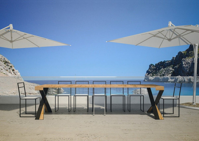 Lilla - Tavolo consolle allungabile moderna da esterno in legno di abete cm 90x40/300x77h