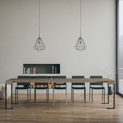 Tecno - Consolle moderna allungabile tavolo da pranzo cm 90x40/300x77h - Noce