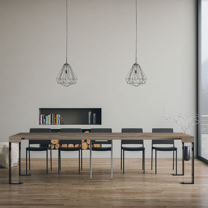 Tecno - Consolle moderna allungabile tavolo da pranzo cm 90x40/300x77h - Noce