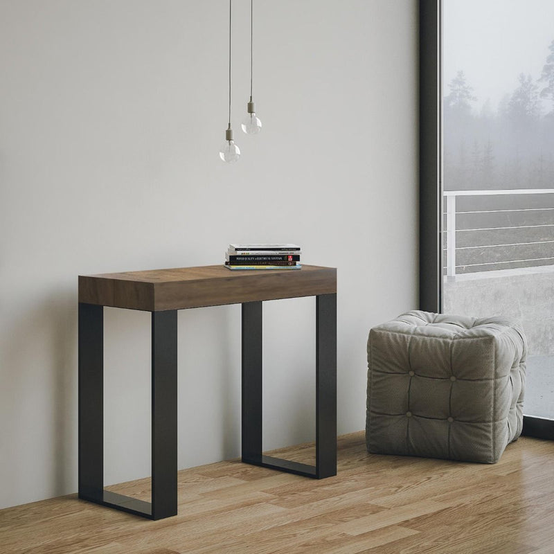 Tecno - Consolle moderna allungabile tavolo da pranzo cm 90x40/300x77h - Noce