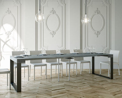 Elettra - Tavolo consolle allungabile in metallo e piano colore cemento cm 90/300x40x77h