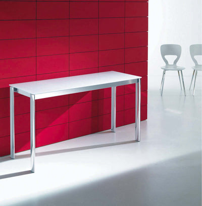 tavolo consolle allungabile moderna struttura cromo piano in cristallo extrawhite