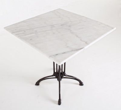 Tavolo contract quadrato base in acciaio piano in marmo cm 70x70x71h