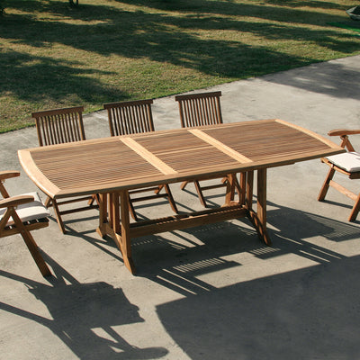 Tavolo da esterno da pranzo allungabile in legno teak cm 180/240x110x75h