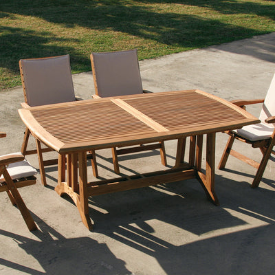 Tavolo da esterno da pranzo allungabile in legno teak cm 180/240x110x75h