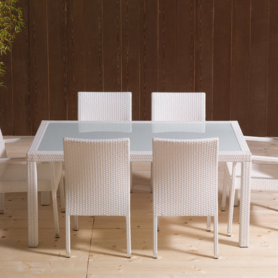 Tavolo da giardino polyrattan con piano in vetro cm 200x100x74h - vari colori