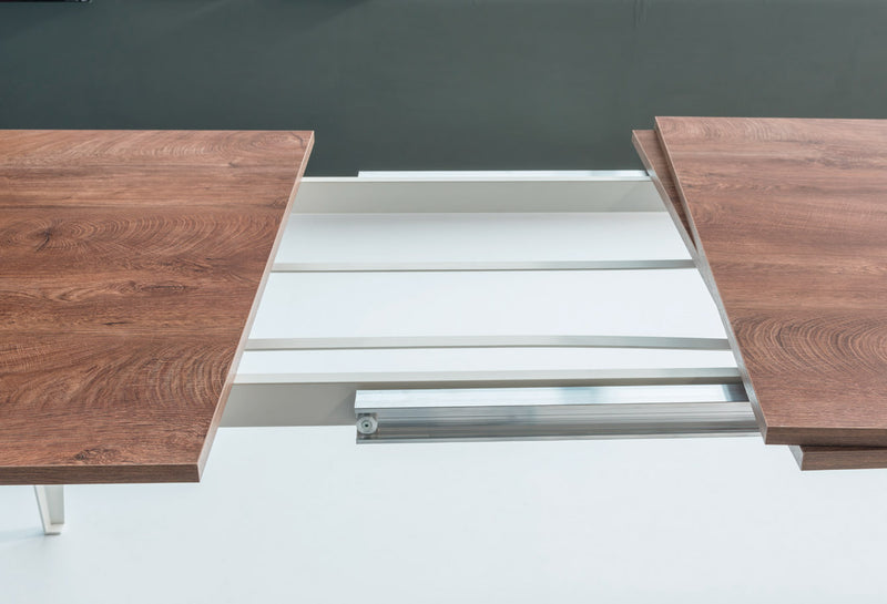 Benzen - Tavolo design allungabile gambe in metallo piano in legno o vetro - vari modelli