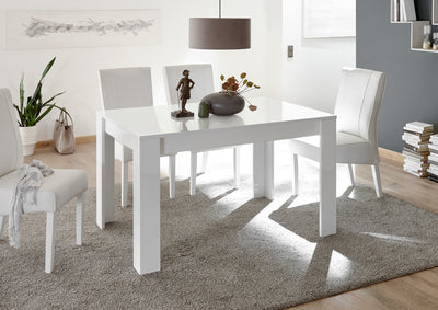 tavolo allungabile da cm 137-185 bianco lucido con allunga riposta sotto il piano