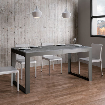 tavolo allungabile in metallo e legno colore cemento